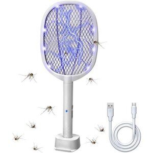 Home 2-in-1 Electric Bug Zapper Racket, 3000V High Voltage LED Lighted Handheld